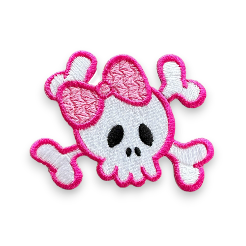 czaszka z koścmi różowa naszywka aplikacja.png