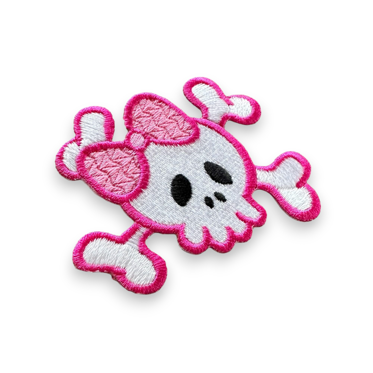 czaszka z koścmi różowa naszywka termo aplikacja.png