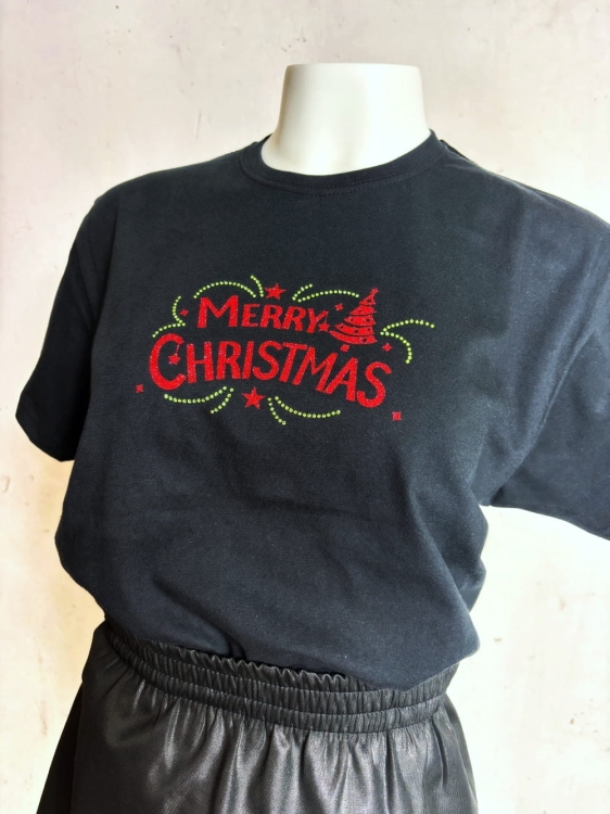 świąteczna koszulka merry christmas glitter
