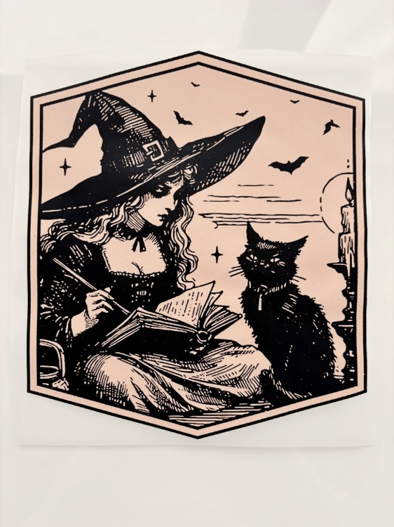 nadruk na koszulke witch and cat halloween .JPG